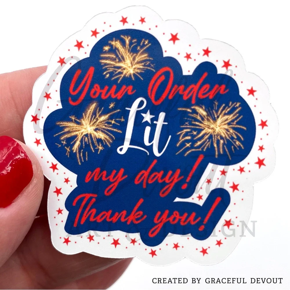 Your Order Lit My Day! Thank You! - 2" (inches) Sticker (48ct.)  [GD144-48] - Picture 4 of 5